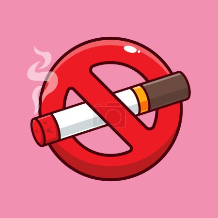 Illustration for No smooking sign cartoon vector illustration. - Royalty Free Image