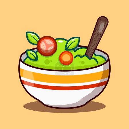 Téléchargez les illustrations : Illustration vectorielle de dessin animé salade de légumes. - en licence libre de droit