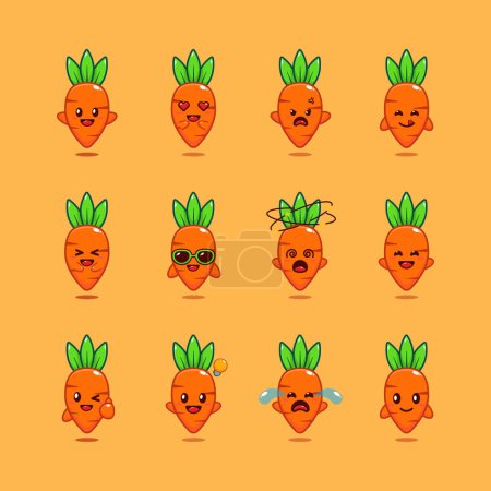 Illustration for Cute carrot cartoon character vector illustration. - Royalty Free Image