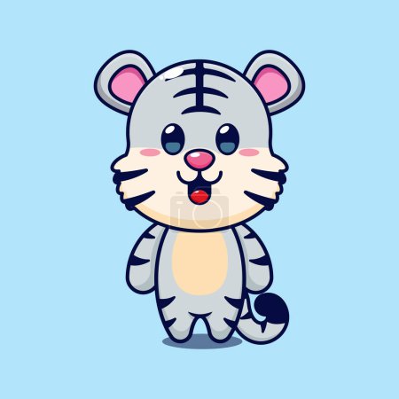 Ilustración de Lindo tigre blanco ilustración vector de dibujos animados. - Imagen libre de derechos