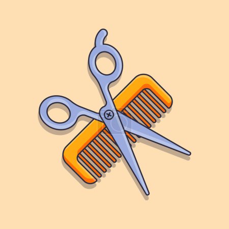 Illustration for Scissors and comb cartoon vector illustration - Royalty Free Image