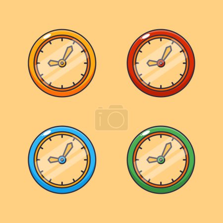 Téléchargez les illustrations : Illustration vectorielle de dessin animé de l'horloge murale. - en licence libre de droit