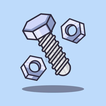 Illustration for Metal bolt and nuts cartoon vector illustration. - Royalty Free Image