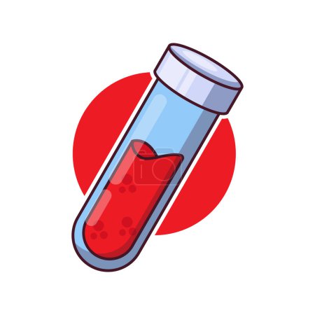 Téléchargez les illustrations : Illustration vectorielle de dessin animé tube à essai sanguin. - en licence libre de droit