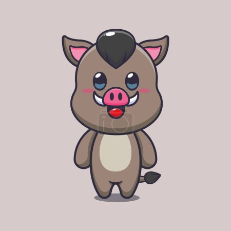 Illustration for Cute boar cartoon vector illustration. - Royalty Free Image