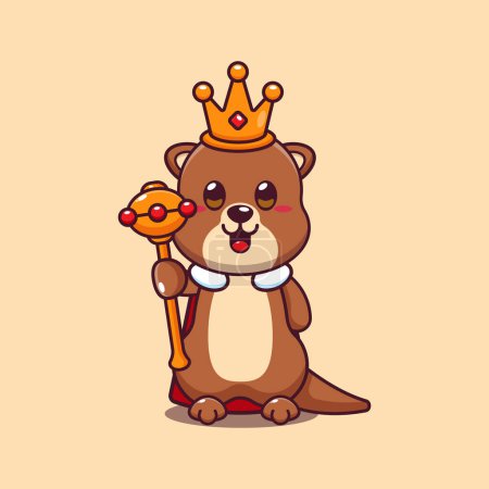 Illustration for Cute otter king cartoon vector illustration. - Royalty Free Image