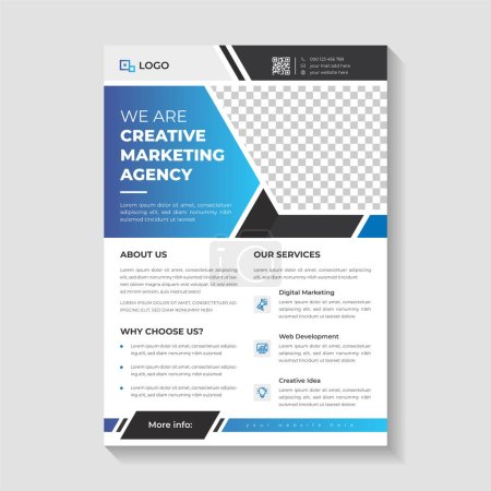 Illustration for Creative business marketing agency a4 flyer template. conference flyer, creative agency, company template, marketing flyer - Royalty Free Image