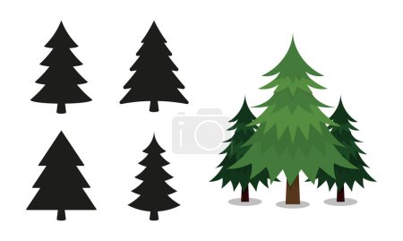 Téléchargez les illustrations : Ensemble de vecteurs de pictogramme d'arbres de Noël - en licence libre de droit