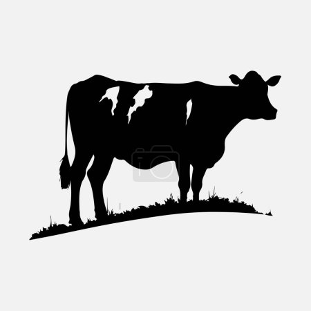 Téléchargez les illustrations : Silhouette de vache Silhouette vectorielle de vache - en licence libre de droit