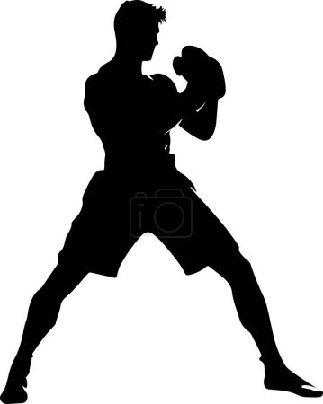 Illustration vectorielle de silhouette de combattant Kickbox