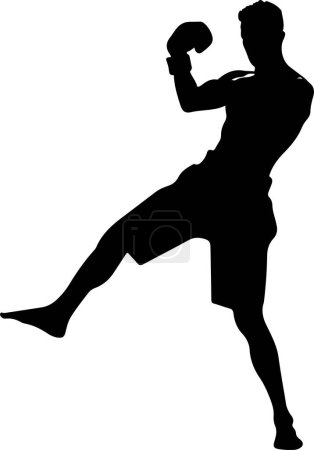 Illustration vectorielle de silhouette de combattant Kickbox