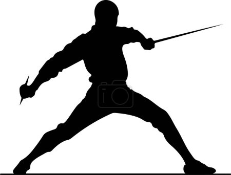 fencing player silhouette vector