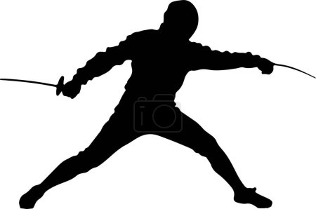 fencing player silhouette vector