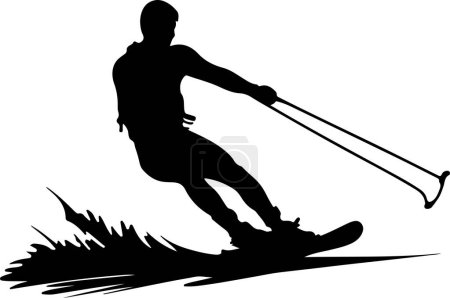 Water ski silhouette with wave vector