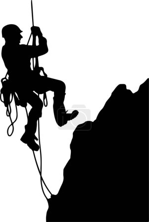 climbing rappelling silhouette vector