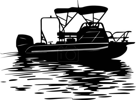 Pontoon Boat silhouette vector illustration