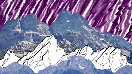 Abstract teton mountains mural 