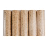 Fuel briquettes folded in rows on a white background. Wooden briquettes are an environmentally friendly fuel source that are used to start a fire. They are made by pressing of dry sawdust.