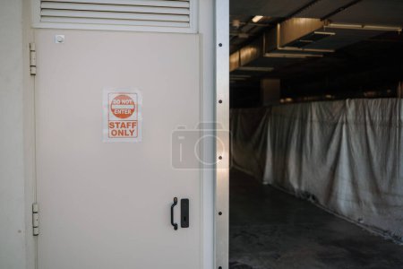 Photo for Sotogrante, Spain - January 25, 2024 - closed door with a "Do Not Enter Staff Only" sign in an indoor setting. - Royalty Free Image