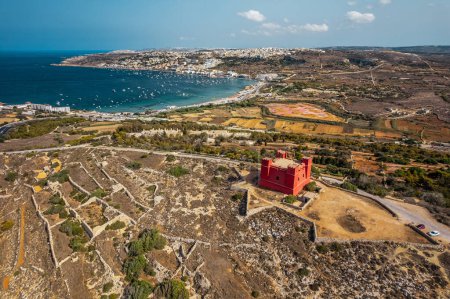 Téléchargez les photos : The Red Tower in Melliea, Malta - en image libre de droit