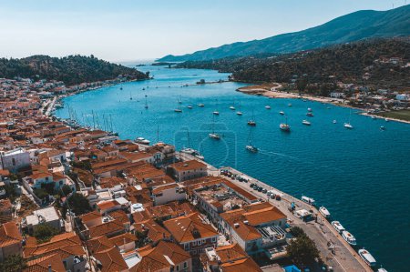 Photo for Island of Poros in Greece on background - Royalty Free Image
