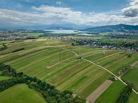 Aerial view of the statue of Jesus in the village of Klin n Slovakia