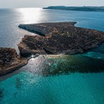 Island of Comino in Malta on background