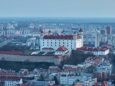 Photo for Aerial drone view of Slavin and Bratislava Castle, Slovakia - Royalty Free Image