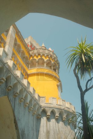 Photo for Sintra, Portugal - June 3, 2023: beautiful view of the vintage Pena Palace during sunny day in Sintra, Portugal - Royalty Free Image