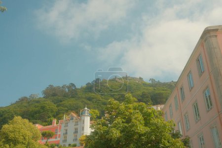 Photo for Sintra, Portugal - June 3, 2023: beautiful view of the vintage Pena Palace during sunny day in Sintra, Portugal - Royalty Free Image