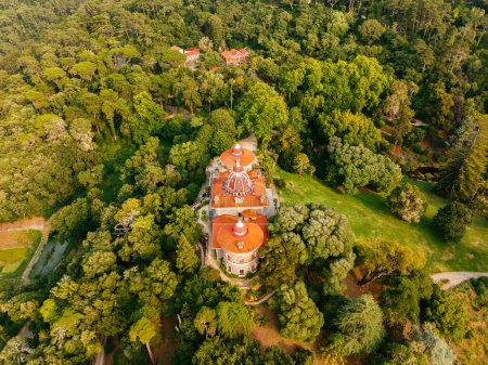 Photo for Aerial drone view of scenic Palace of Monserrate in Sintra, Portugal - Royalty Free Image