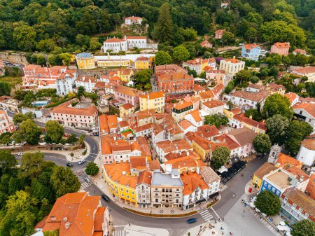 Photo for Breathtaking aerial view of the charming city of Sintra, Portugal, showcasing its scenic beauty and unique architecture - Royalty Free Image