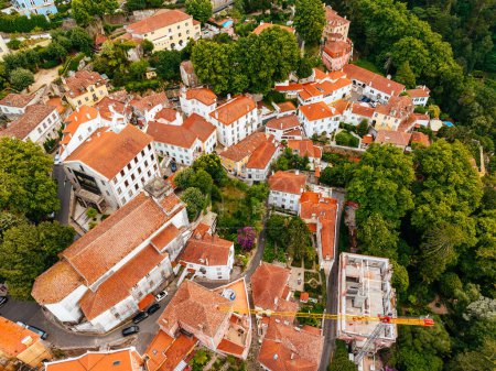 Photo for Breathtaking aerial view of the charming city of Sintra, Portugal, showcasing its scenic beauty and unique architecture - Royalty Free Image