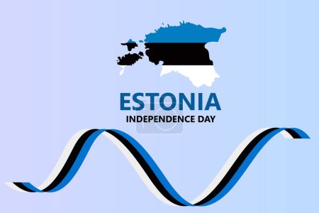 Illustration for Happy Estonia Independence Day February 24th Celebration Vector Design Illustration. Template for Poster, Banner, Advertising, Greeting Card or Print Design Element. Estonia map. Vector illustration. - Royalty Free Image