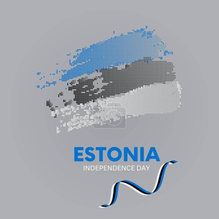 Illustration for Happy Estonia Independence Day February 24th Celebration Vector Design Illustration. Template for Poster, Banner, Advertising, Greeting Card or Print Design Element. Estonia map. Vector illustration. - Royalty Free Image