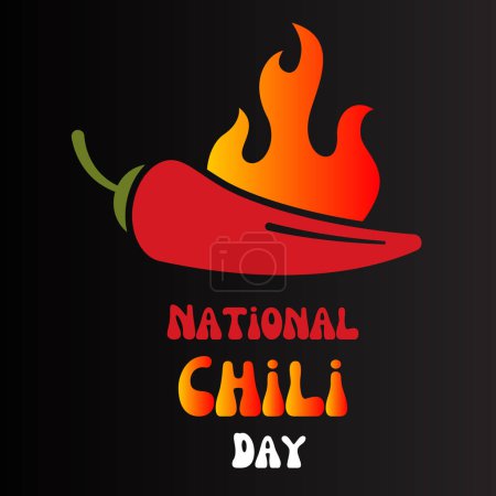 Téléchargez les illustrations : Vector graphic of national chili day good for national chili day celebration. Hot chili for restaurant logo, icon.  flat design. flyer design. flat illustration. - en licence libre de droit