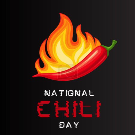 Ilustración de Vector graphic of national chili day good for national chili day celebration. Hot chili for restaurant logo, icon.  flat design. flyer design. flat illustration. - Imagen libre de derechos