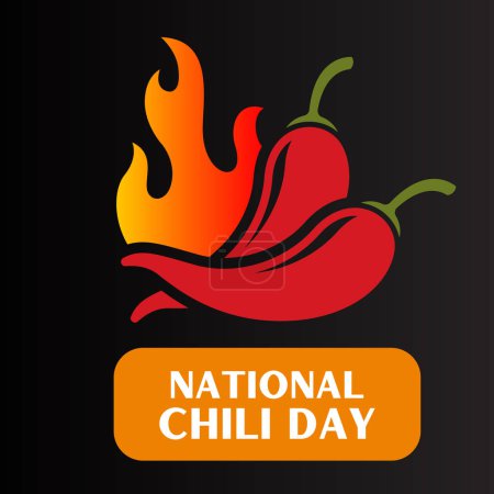 Illustration for Vector graphic of national chili day good for national chili day celebration. Hot chili for restaurant logo, icon.  flat design. flyer design. flat illustration. - Royalty Free Image
