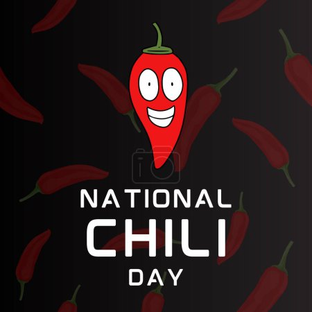 Ilustración de Vector graphic of national chili day good for national chili day celebration. Hot chili for restaurant logo, icon.  flat design. flyer design. flat illustration. - Imagen libre de derechos