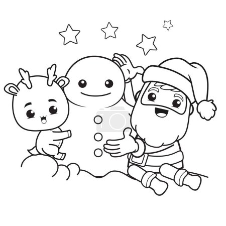 Malbuch Weihnachten mit Weihnachtsmann und niedlichen Hirschen