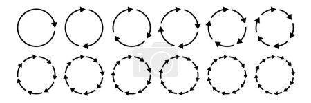 Illustration for Circle arrow chart. Cycle icon, circular infographic element. Round step loop, sync loading symbol. Dynamic progress option editable stroke vector signs. Reloading process, circulation - Royalty Free Image