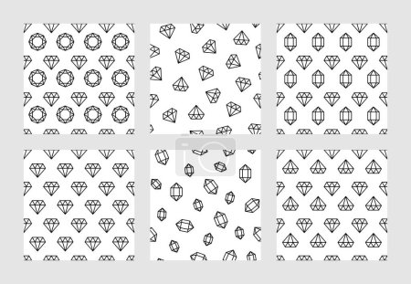 Ilustración de Joya patrón de diamantes. Patrones geométricos de cristal, fondos de pantalla de piedras preciosas de línea. Joyería papel de envolver textura de lujo sin costuras con un trazo editable. Tesoro piedras preciosas y valiosas - Imagen libre de derechos