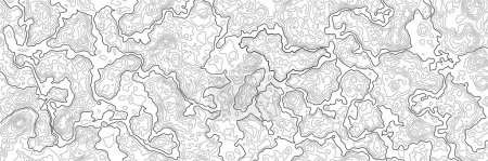 Illustration for Contour topographic map. Map of heights pattern with wavy lines, contoured relief texture with topographical mountains, topography plains vector background. Detailed geographic borders - Royalty Free Image