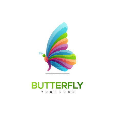 Téléchargez les illustrations : Logo illustration butterfly gradient colorful style - en licence libre de droit