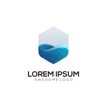 Elegant colorful shield water logo gradient for your company