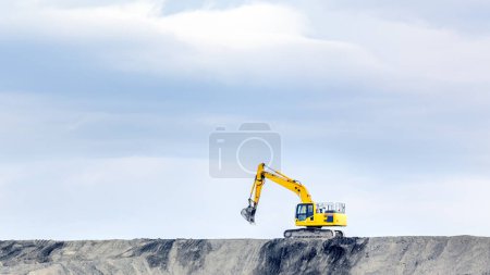 Photo for View of the excavator is working in the construction site. - Royalty Free Image