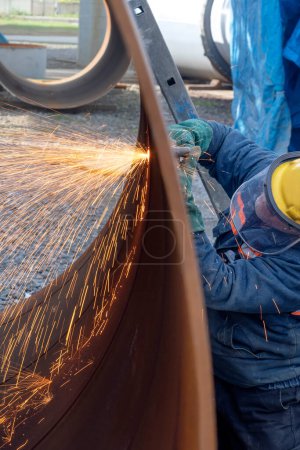 Photo for Welding, or gas welding in the U.S. and oxy-fuel cutting are processes that use fuel gases and oxygen to weld and cut metals, respectively. - Royalty Free Image