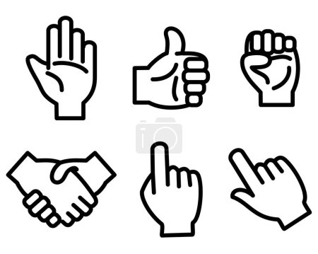 Illustration for Pointing fingers Hand gesture emojis icon set in line style - Royalty Free Image