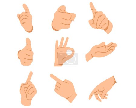 Illustration for Pointing fingers Hand gesture emojis icon set - Royalty Free Image