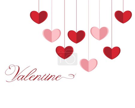 Ilustración de Fondo de San Valentín con Decoración de corazones colgantes - Imagen libre de derechos